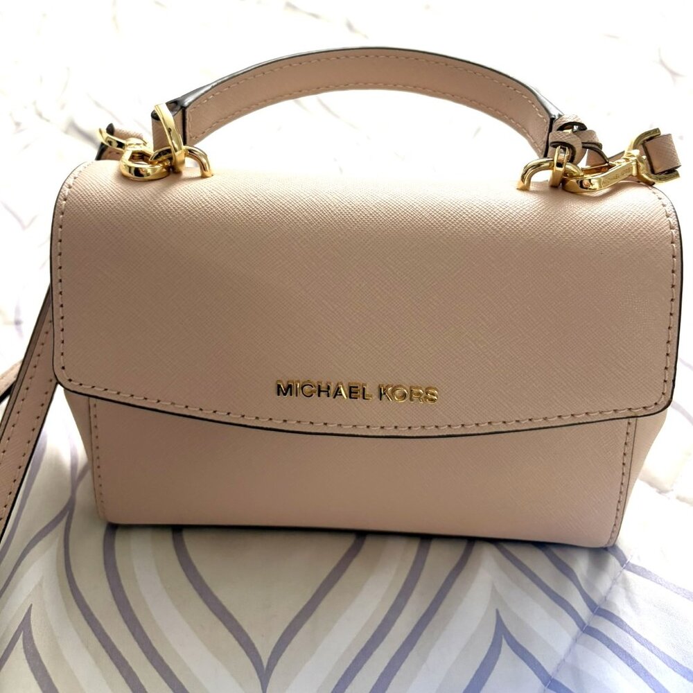 Michael Kors Ava Saffiano Pink Leather Crossbody Bag